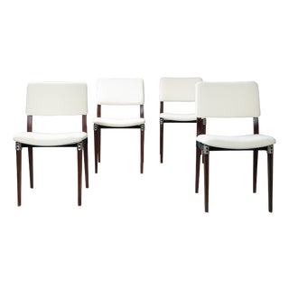 Model S82 Chairs in White Mohair by Eugenio Gerli for Tecno, 1960s, Set of 4 For Sale