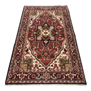 Serapi Rug 4’1” X 6’7” Red Wool Tribal Hand-Knotted Oriental Carpet For Sale