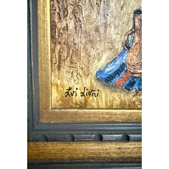 Zvi Livni, Modernist Picnic Olive Trees Israel Landscape Oil Painting Zvi Livni Israeli Art, 20th Century For Sale - Image 4 of 9