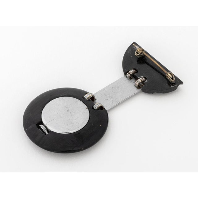 Art Deco Art Deco Style Bakelite Watch Brooch For Sale - Image 3 of 5