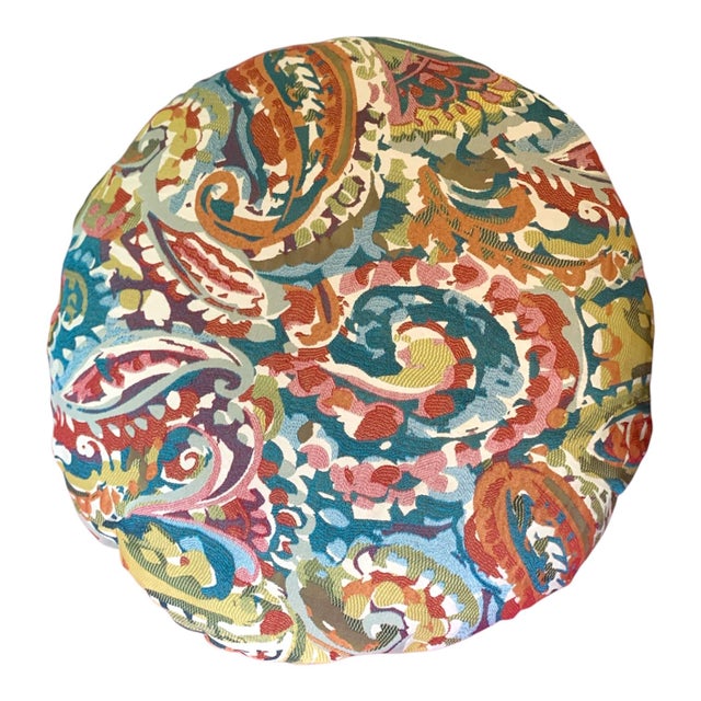 2020s 2 Multicolor Paisley Floor Pillows For Sale - Image 5 of 5