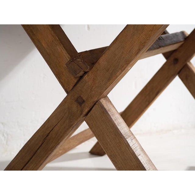Wood Antique X-Shape Dining Table, 1920s For Sale - Image 7 of 15
