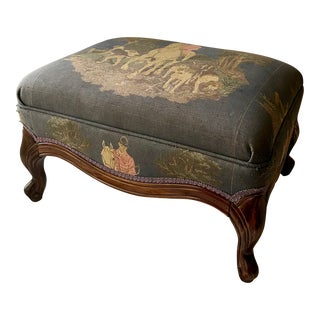 Early 20th Century Victorian Style Equestrian Upholstered Footstool For Sale