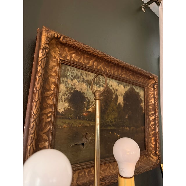 Stone Vintage French Brass & Marble Bouillotte Lamp – Twin Arrow / Archer Table Lamp With Clip-on Shades For Sale - Image 7 of 11