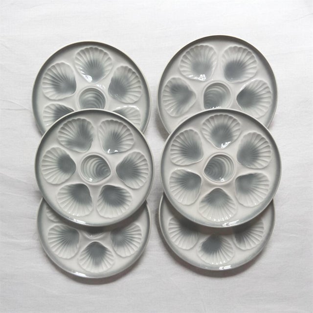 Vintage French Majolica Oyster Plates from Orchies Moulin des Loups, 1960s, Set of 6 For Sale - Image 6 of 6