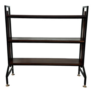 Vintage Industrial Italian Bookcase in Iron and Wood, 1970s For Sale