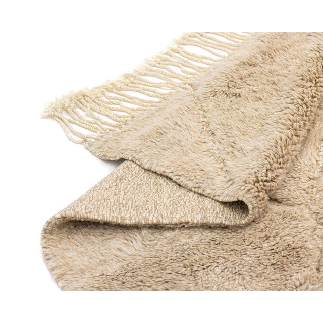 Light Yellow Hand-Knotted Wool Rug by Azele Studio For Sale - Image 8 of 11