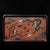 This is a striking and substantial vintage rectangular tray, crafted with a dark ebony wood (黑檀木) frame and a vibrant...