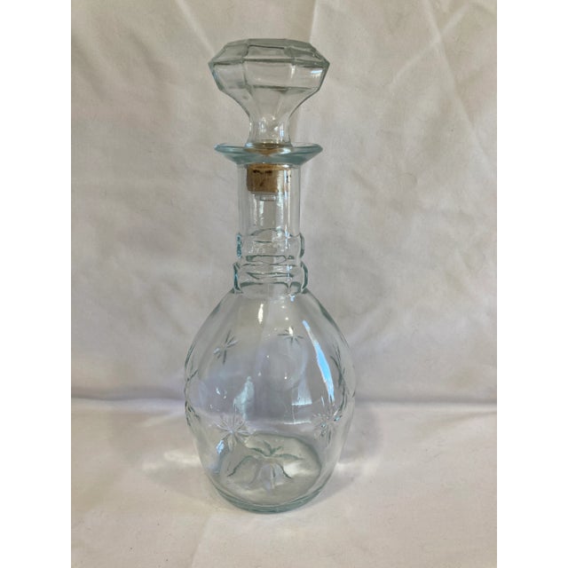 Vintage Cut Glass Starburst Decanter With Stopper For Sale - Image 4 of 5