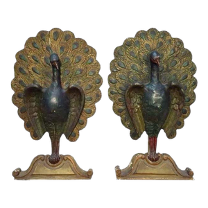 Pair of Late 19th Century Architectural Carved Peacocks