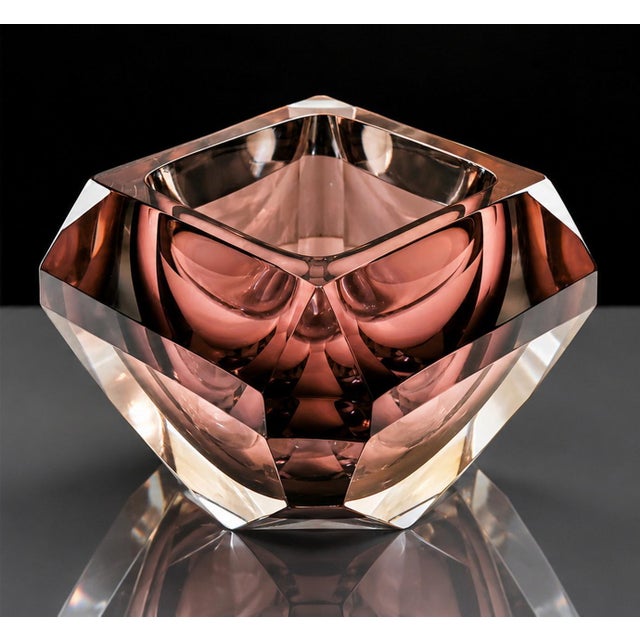 Mid-Century Modern Vintage Murano Sommerso Diamond Bowl attributed to Alessandro Mandruzzato, Italy, 1970s For Sale - Image 3 of 18