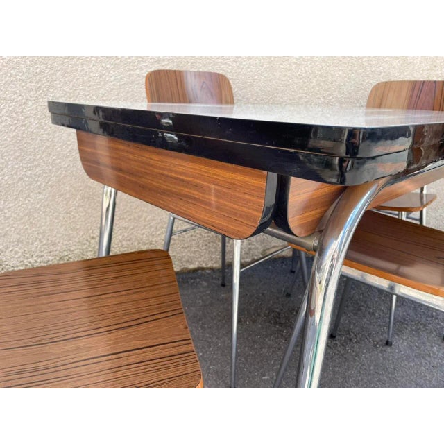 Light Yellow & Brown Formica Dining Table & Chairs Set, 1950s, Set of 5 For Sale - Image 16 of 18