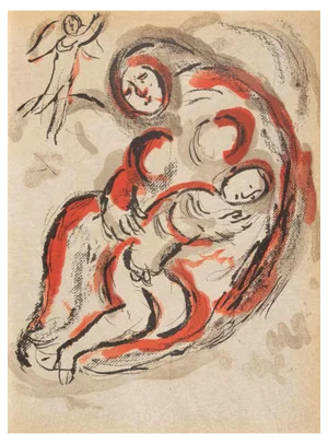 Marc Chagall, Hagaer in the Desert, Lithograph, 1960