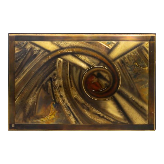 Bernhard Rohne for Mastercraft Brutalist Acid-Etched Metallic Wall Art, 1970s For Sale