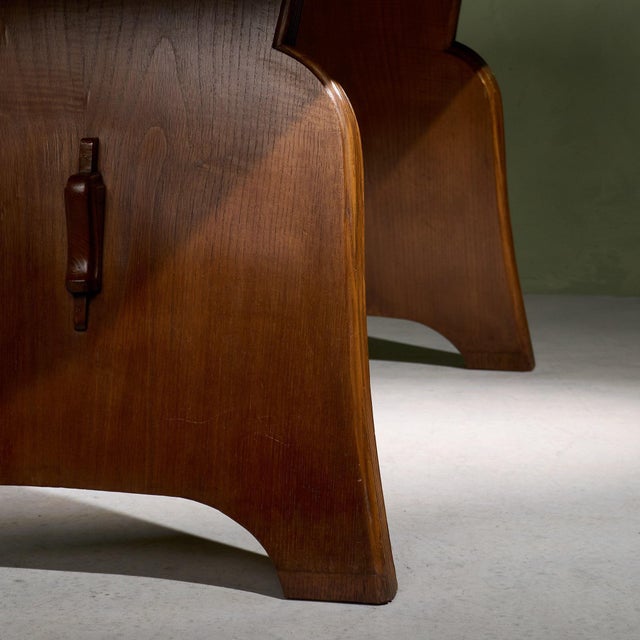 Brown Desk in Chestnut with Grissinato Carvings by Osvaldo Borsani, Italy For Sale - Image 8 of 9