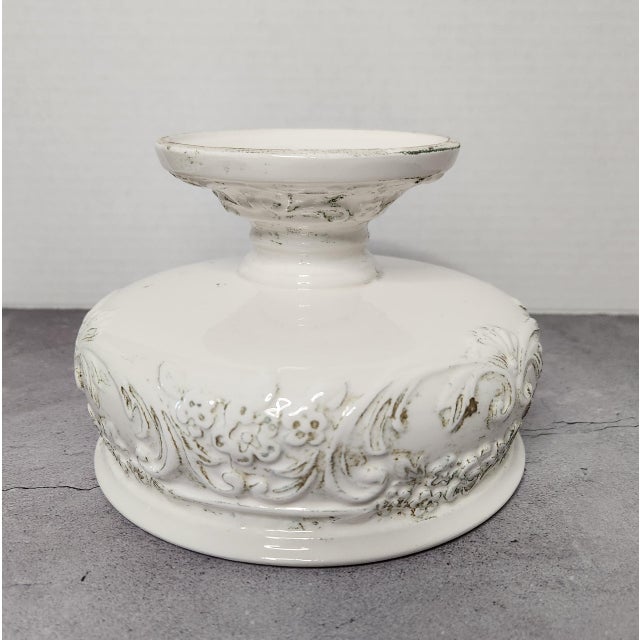 Bring a touch of romantic elegance to your home world this vintage mid-century ceramic pedestal planter bowl by Relpo...