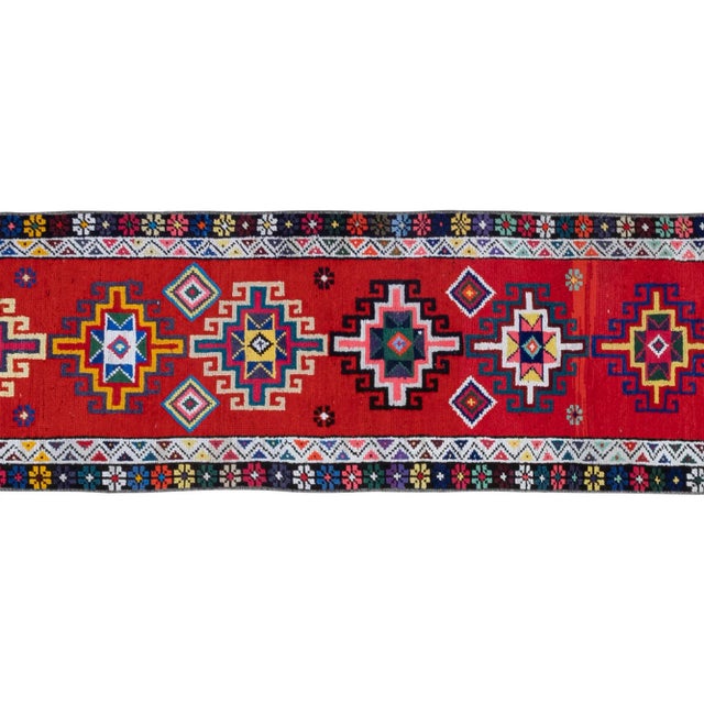 Vintage Colorful Kurdish Herki Runner Rug 2'5" X 12'1" For Sale - Image 4 of 13