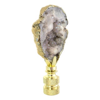 Gemstone Geode Table Lamp Finial 14kt Gold, Luxury Hollywood Regency, a Single. For Sale