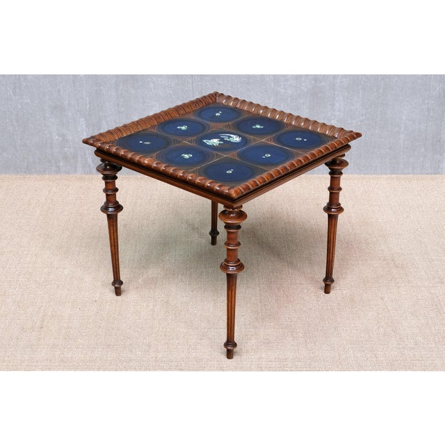 Sculptural Side Table with Hand-Decorated Tile Top from Frederik Stærmose, Denmark, 1930s For Sale - Image 3 of 17