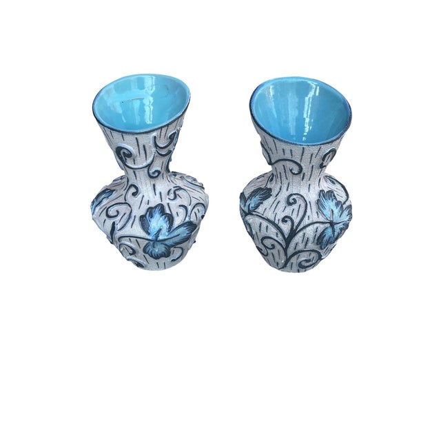 Mid-Century Modern 1960s MCM Italian Abstract Ceramic Vase Art Pottery Lava Glaze-a Pair For Sale - Image 3 of 9