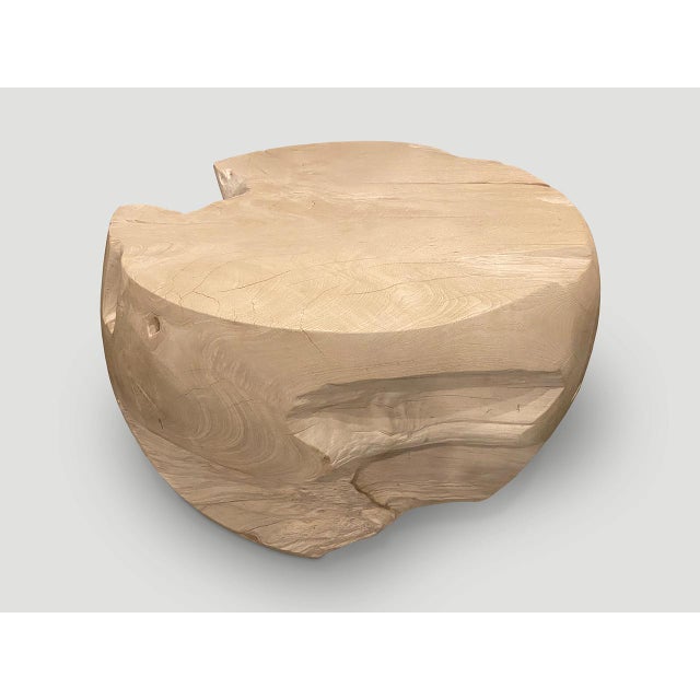 Andrianna Shamaris Drum Shape Bleached Teak Wood Coffee Table For Sale - Image 18 of 18