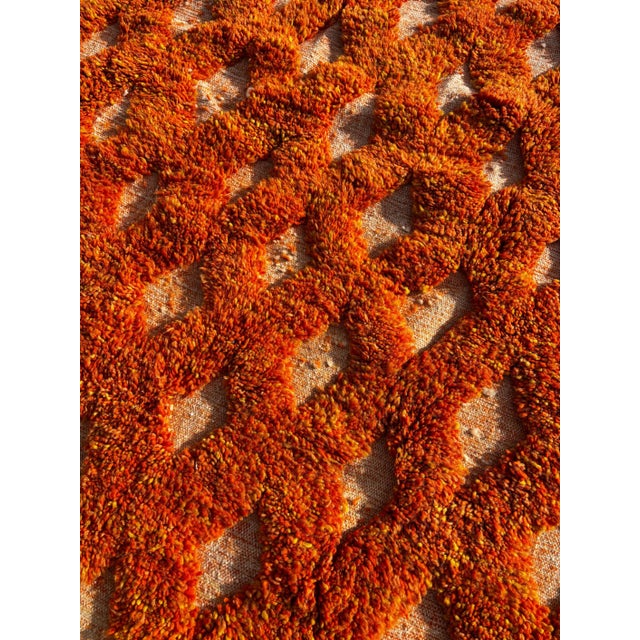 Orange Moroccan Wool Rug For Sale - Image 6 of 12