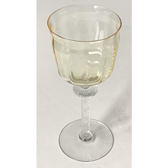 Art Deco 1930s Tiffin Glass Company Hand Blown Wine Goblets and Champane Glasses- 16 Pieces For Sale - Image 3 of 6