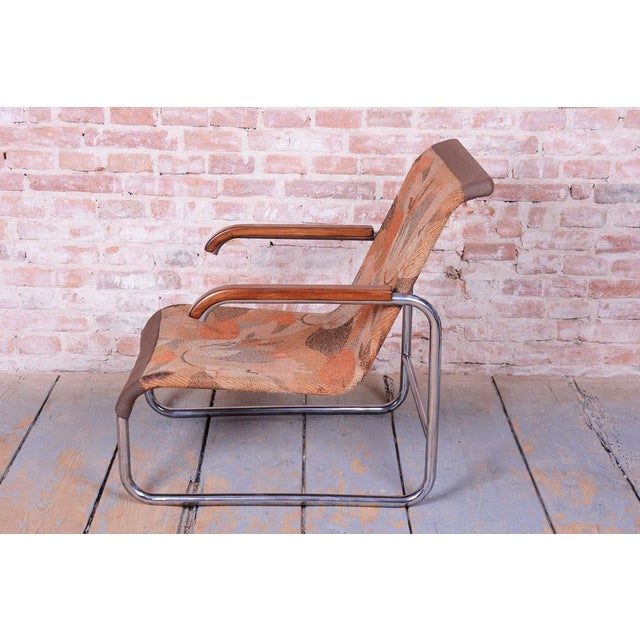 Orange Czech Bauhaus Chrome Armchair by Marcel Breuer for Thonet, 1930s For Sale - Image 8 of 13