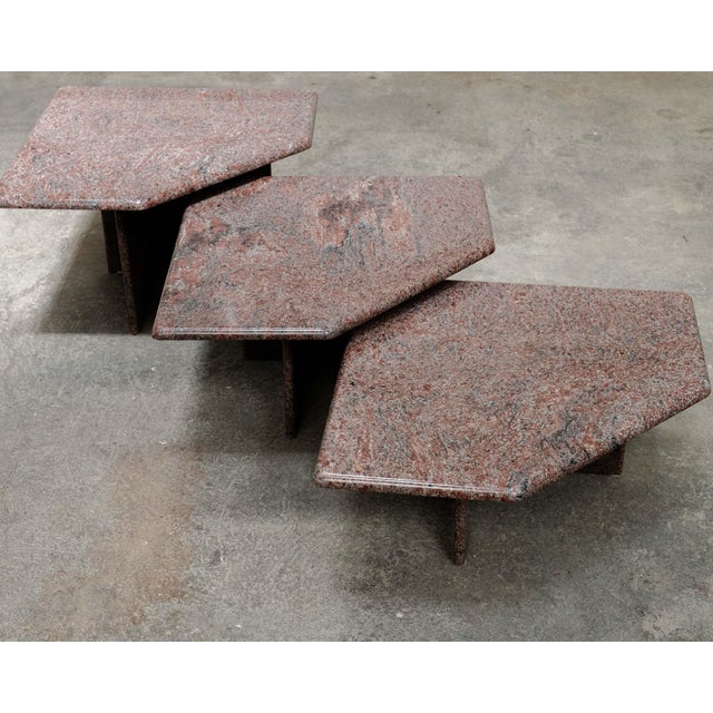 Vintage Nesting Tables in Pink Granite, 1970, Set of 3 For Sale - Image 6 of 8
