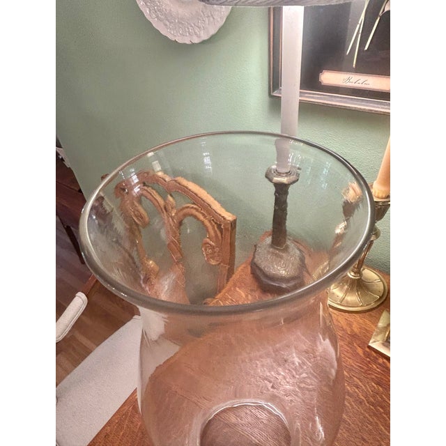 Glass Vintage Blenko Cw10 Williamsburg Reproduction Hand Blown 18” Glass Hurricane For Sale - Image 7 of 9