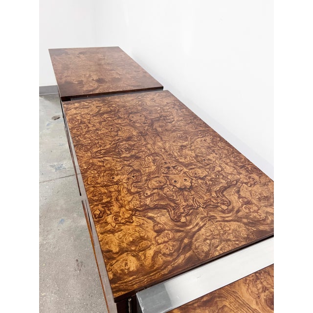 Brown 8.5 Foot Burlwood Credenza by Leon Rosen for Pace Circa 1970s For Sale - Image 8 of 12