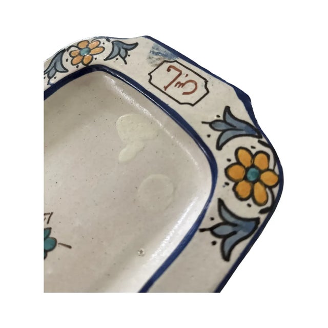 Antique Moroccan Pottery Tray Palais Jamai Fes Hand Painted Ceramic Dish For Sale - Image 4 of 6