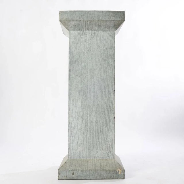 Metal Pair of Weathered Zinc Garden Column Pedestals For Sale - Image 7 of 9