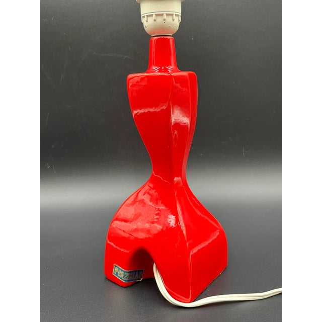 Heifetz Sculptural Mid-Century Porcelain Lamp in the style of Heifetz, Space Age, Red For Sale - Image 4 of 15