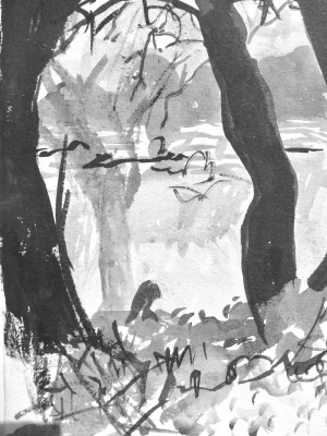 "Fog on the Lake" Contemporary Abstract Landscape Painting by Martha Holden