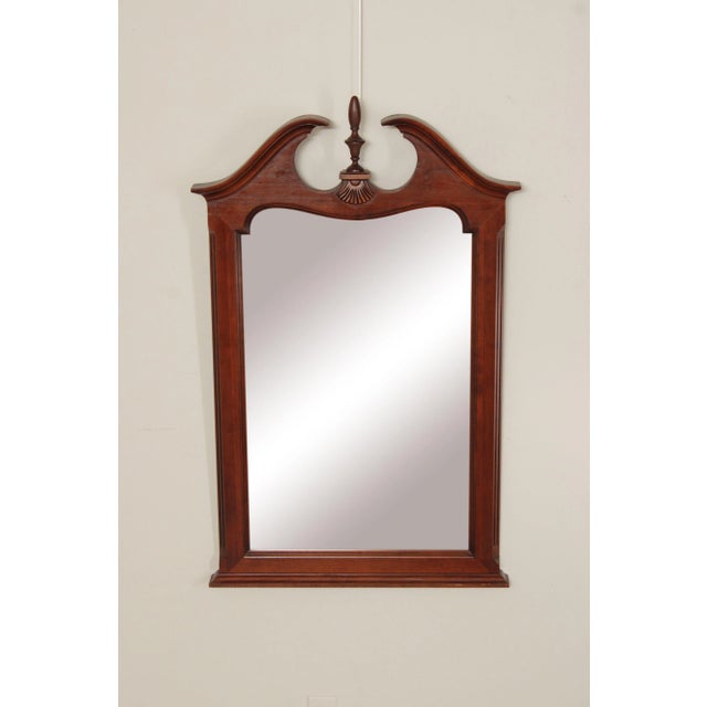 High Quality American Made Solid Mahogany Wood Pediment Top Beveled Wall Mirror by Pennsylvania House