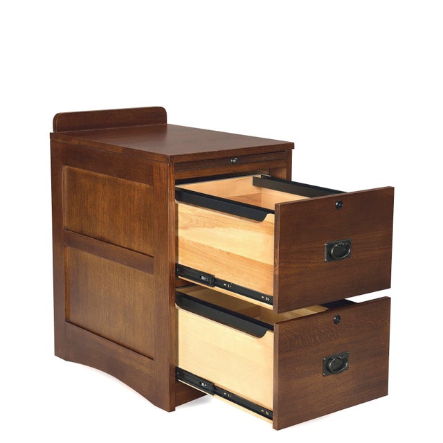 Mission Oak 2 Drawer File Cabinet W/ Writing Tray - Walnut For Sale In Chicago - Image 6 of 9