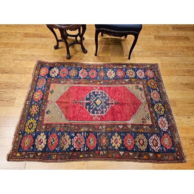 19th Century Handwoven Anatolian Village Area Rug, Wool, Vegetable Dyed, 4' x 5' For Sale - Image 11 of 18