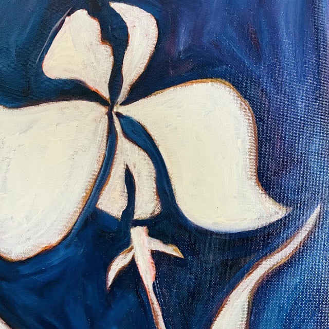 Original Iris Flower Painting in Gold Bamboo Frame, Oil on Canvas, 11" X 14" by Tatiana Duperault For Sale - Image 4 of 5