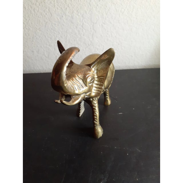 1960s Solid Brass Trunk Up Elephant Figurine For Sale - Image 4 of 6