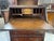 Wood Antique Secretary Desk, Brass Backed Screen Glass Door, Burl Wood Inlay, Two Shelves For Sale - Image 7 of 12