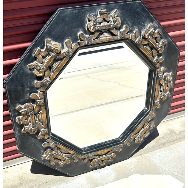 Asian Vintage Bassett Asian Inspired Octagon Wall Mirror For Sale - Image 3 of 7