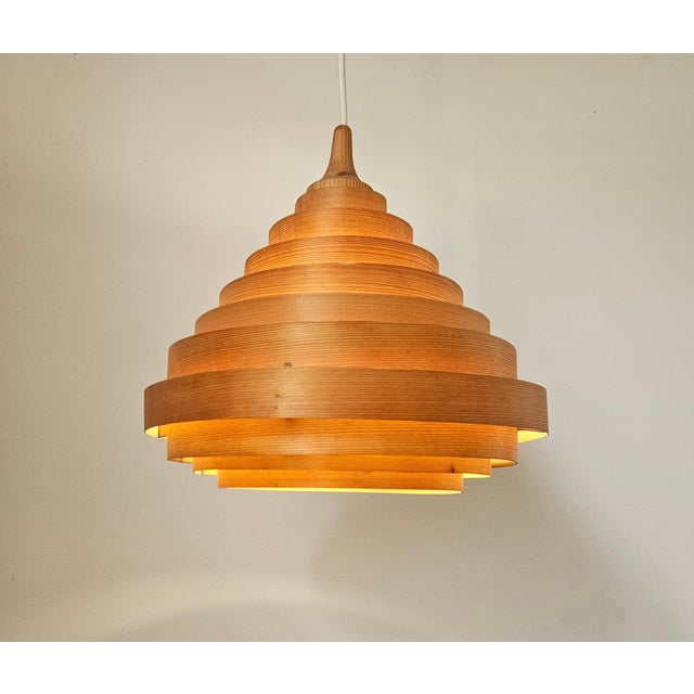 Mid-Century Veneer Pendant in the style of Hans-Agne Jakobsson, Denmark, 1970s For Sale - Image 14 of 15
