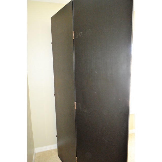 Asian Tri-Fold Hand Painted Lacquer Room Divider For Sale - Image 4 of 12