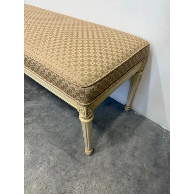 Available for sale: 1960's Hollywood Regency Upholstered Wood Bench