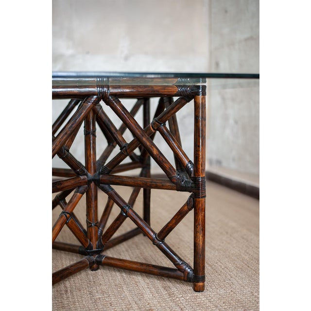 Bamboo and Glass Dining Set, 1970s, Set of 7 For Sale - Image 11 of 14