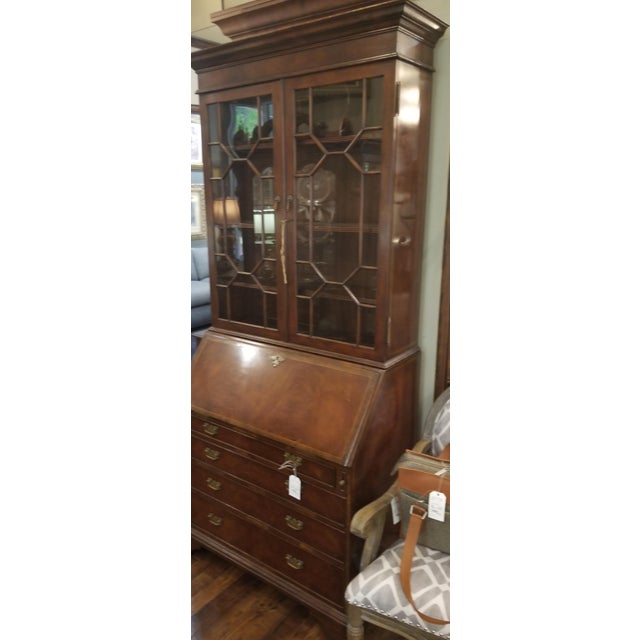 Exceptional Georgian-style secretary bookcase cabinet by Jonathan Charles from the Buckingham Collection. Model 492260-MAH...