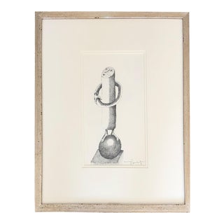 1950s Vintage Jobert Yves French Ink on Paper Drawing For Sale