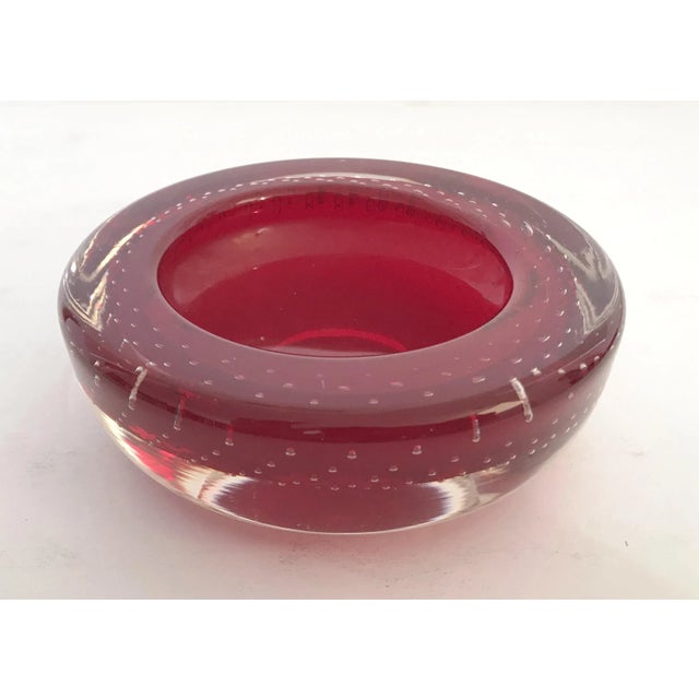 Mid-Century Modern Vintage Red Murano Glass Bowl For Sale - Image 3 of 7