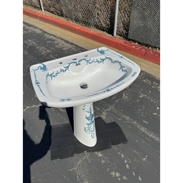 Porcelaine De Paris France Hand-Painted Pedestal Sherle Wagner Sink For Sale - Image 18 of 18